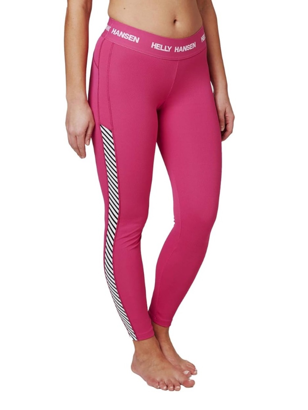 Helly Hansen Women's Hot Pink Performance Leggings with Striped Side Panel